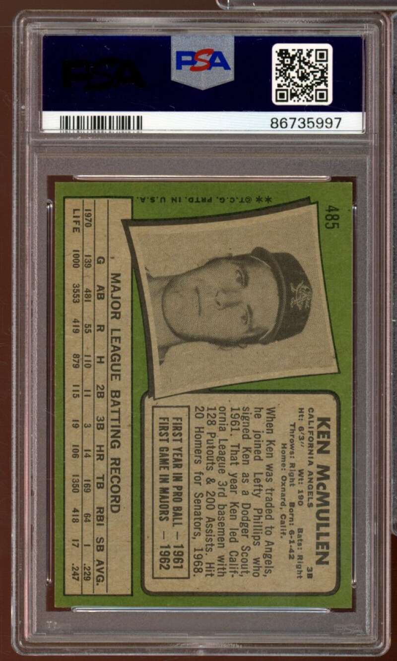 Ken McMullen Card 1971 Topps #485 PSA 8.5 Image 2