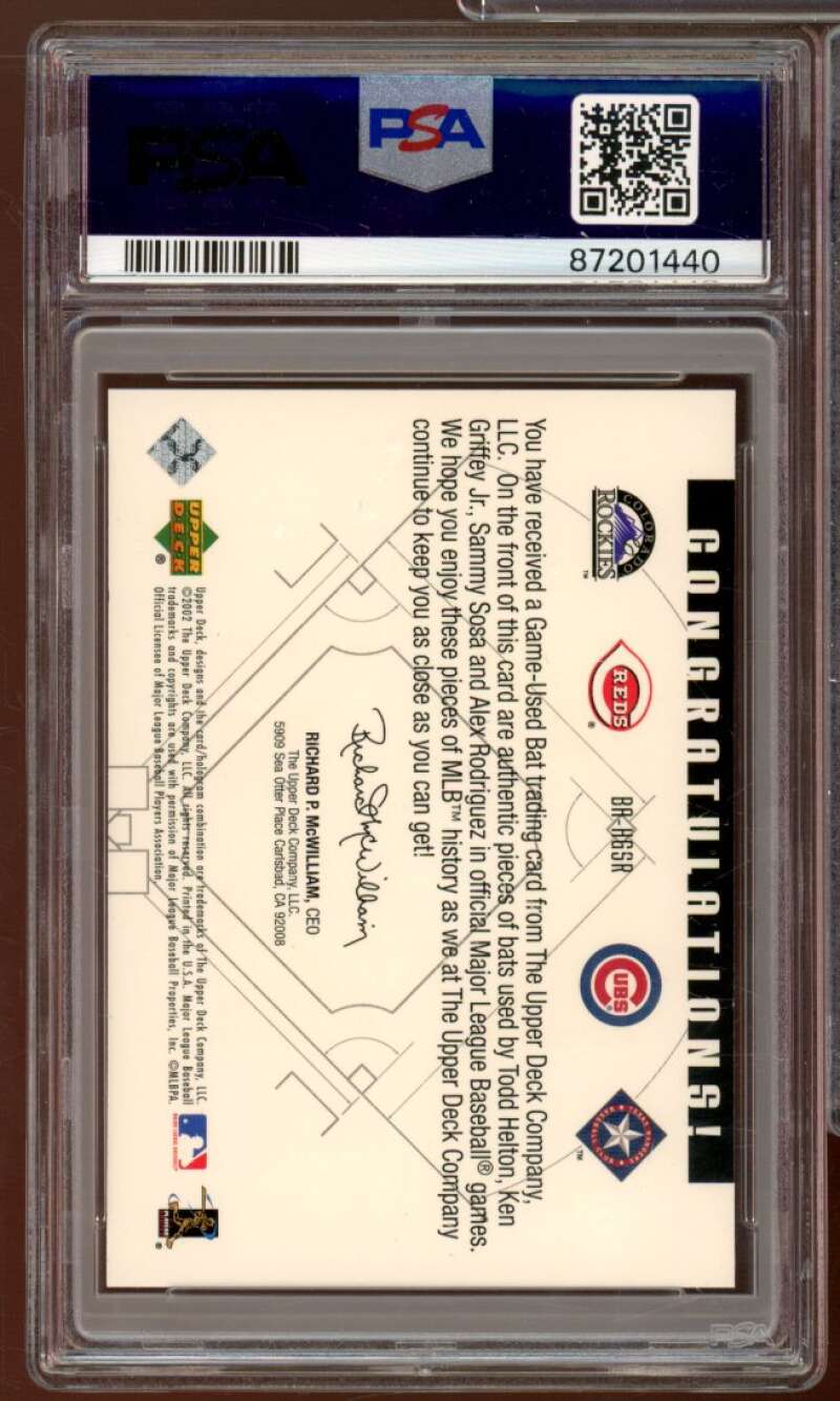 Arod/Sosa/Helton/Ken Griffey Jr 2002 UD Diamond Bat Around Quads #hgsr PSA 9 Image 2