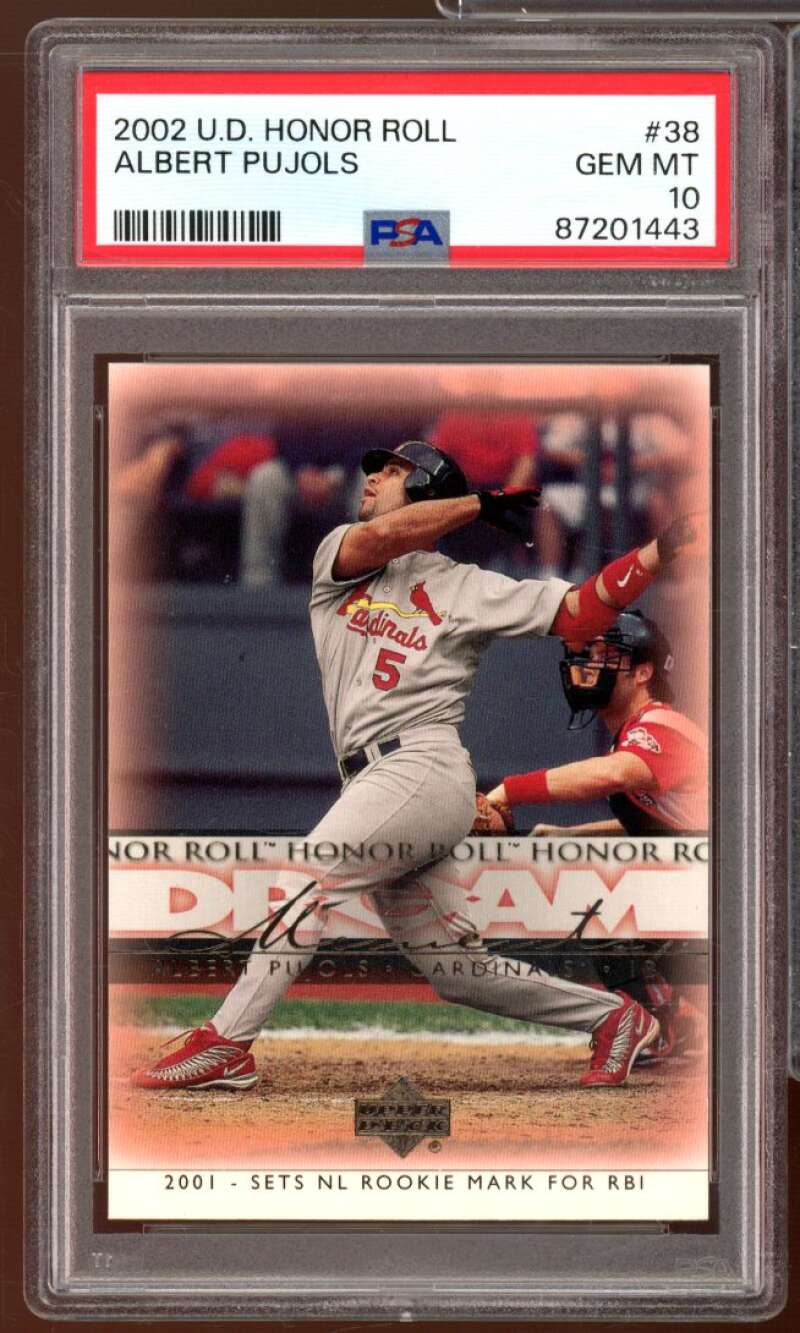 Albert Pujols Card 2002 Upper Deck Honor Roll #38 PSA 10 Image 1