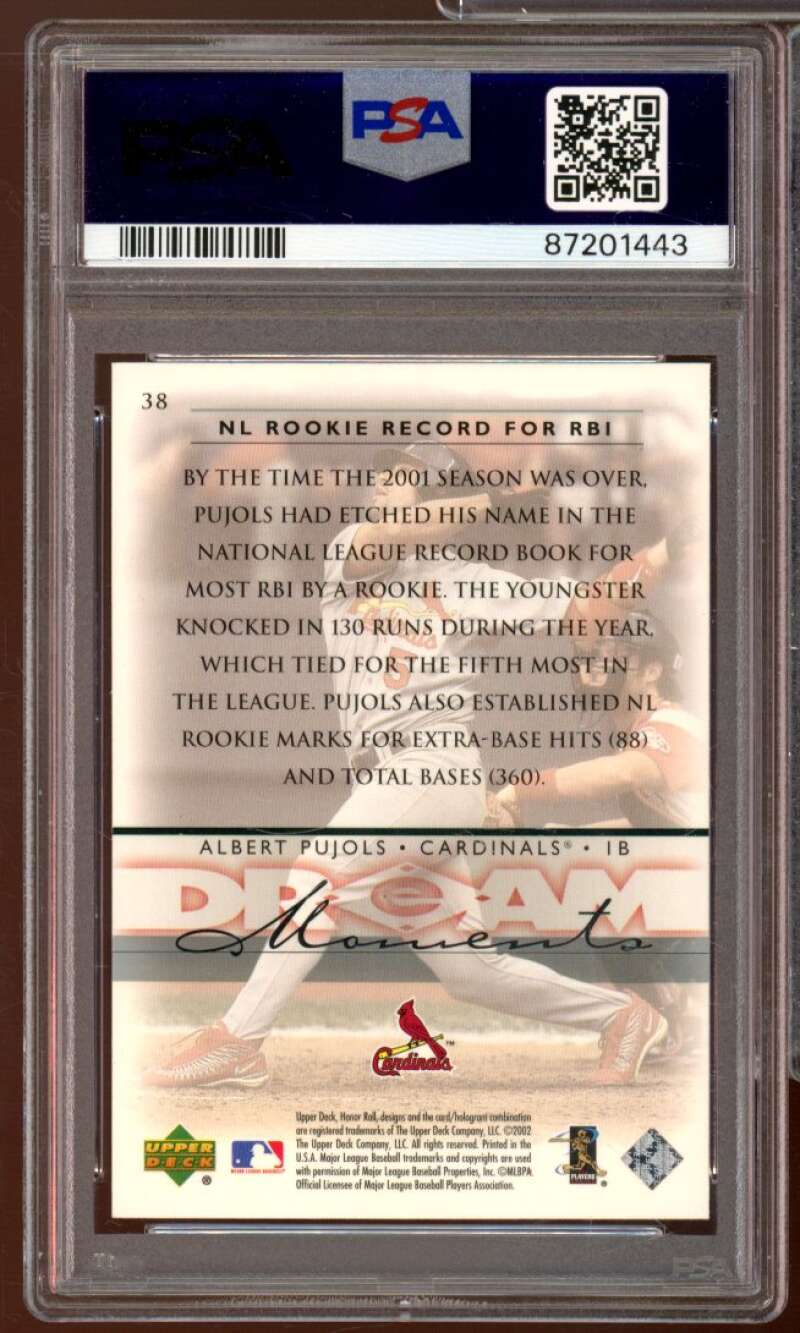 Albert Pujols Card 2002 Upper Deck Honor Roll #38 PSA 10 Image 2