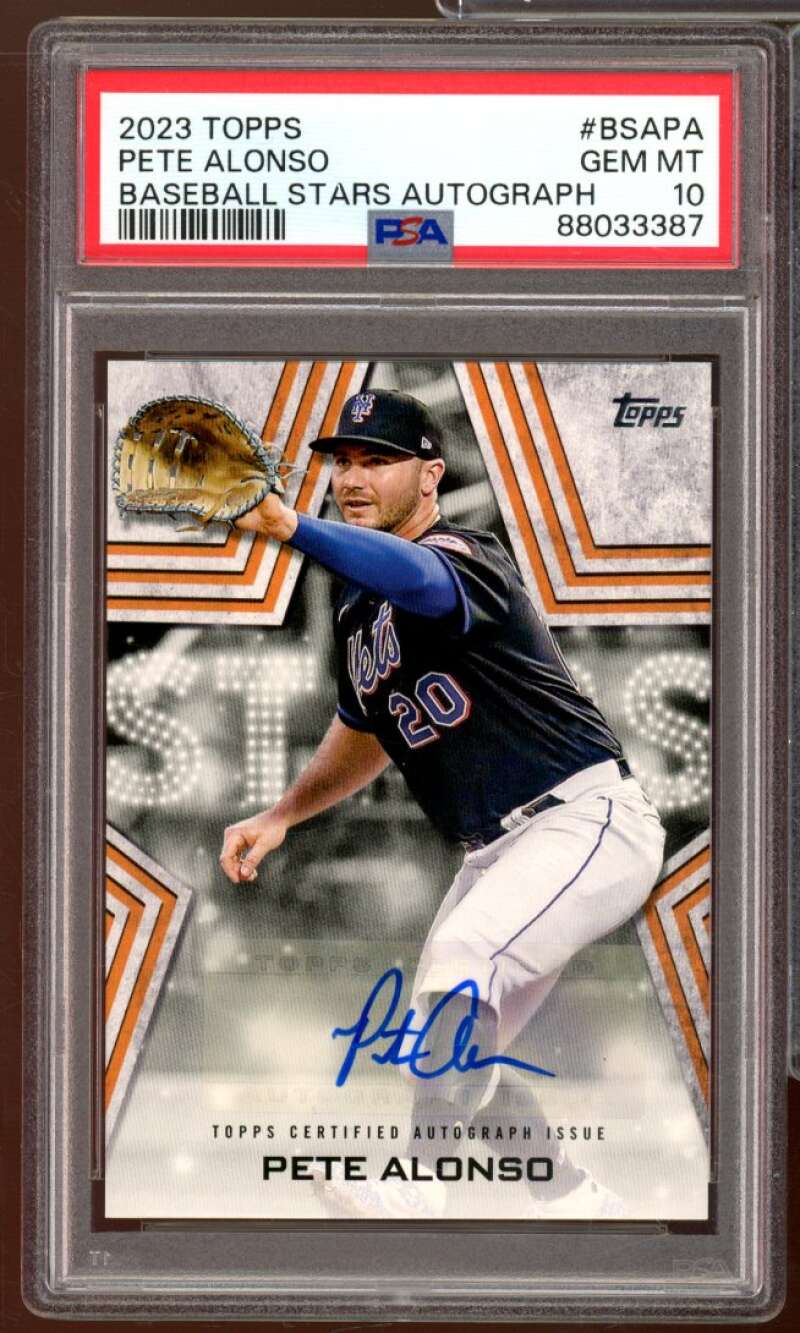 Pete Alonso Card 2023 Topps Baseball Stars Autographs (pop 2) #BSAPA PSA 10 Image 1