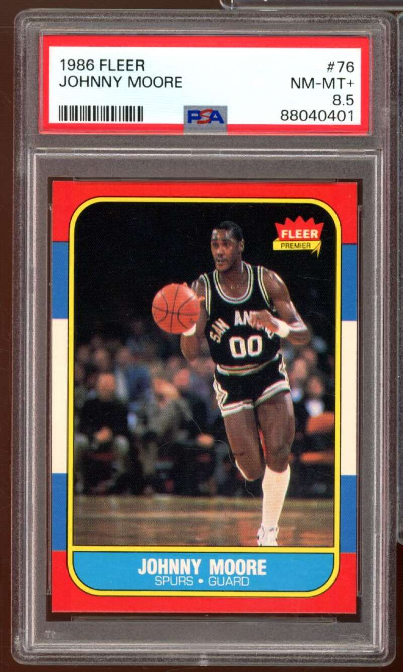 Johnny Moore Card 1986-87 Fleer #76 PSA 8.5 Image 1