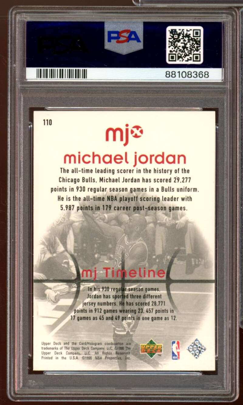 Michael Jordan Card 1998 Upper Deck MJx #110 PSA 9 Image 2