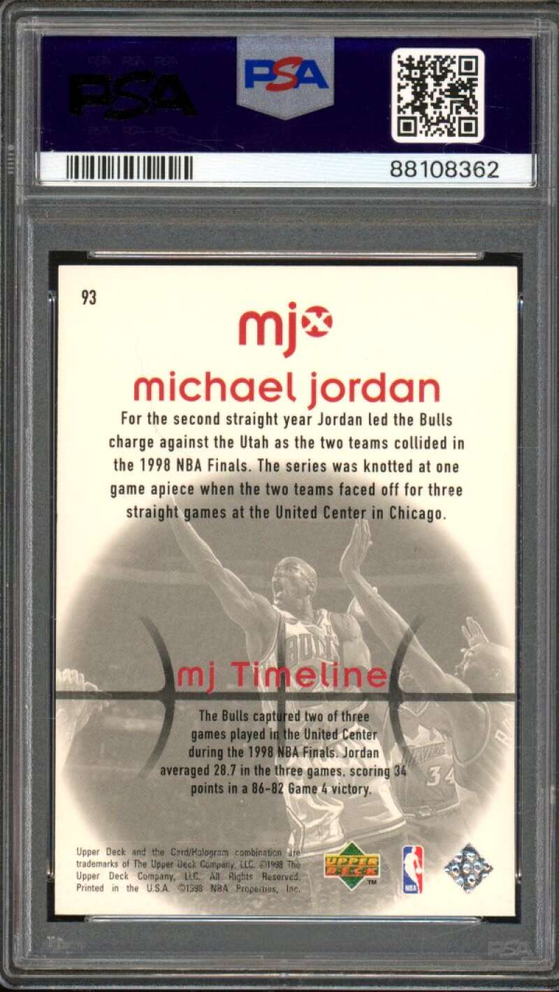 Michael Jordan Card 1998 Upper Deck MJx #93 PSA 9 Image 2