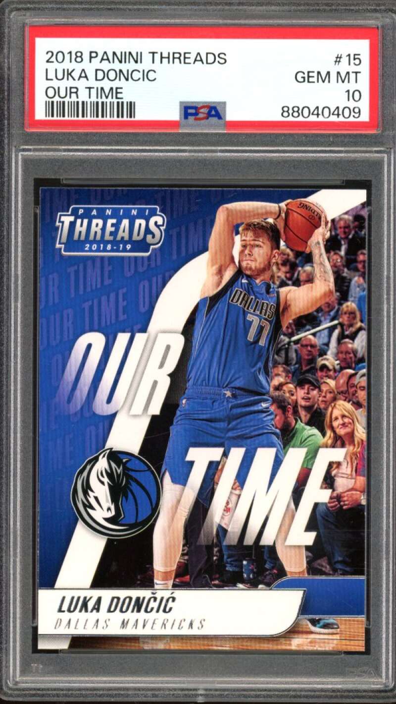 Luka Doncic Rookie Card 2018-19 Panini Threads Our Time #15 PSA 10 Image 1