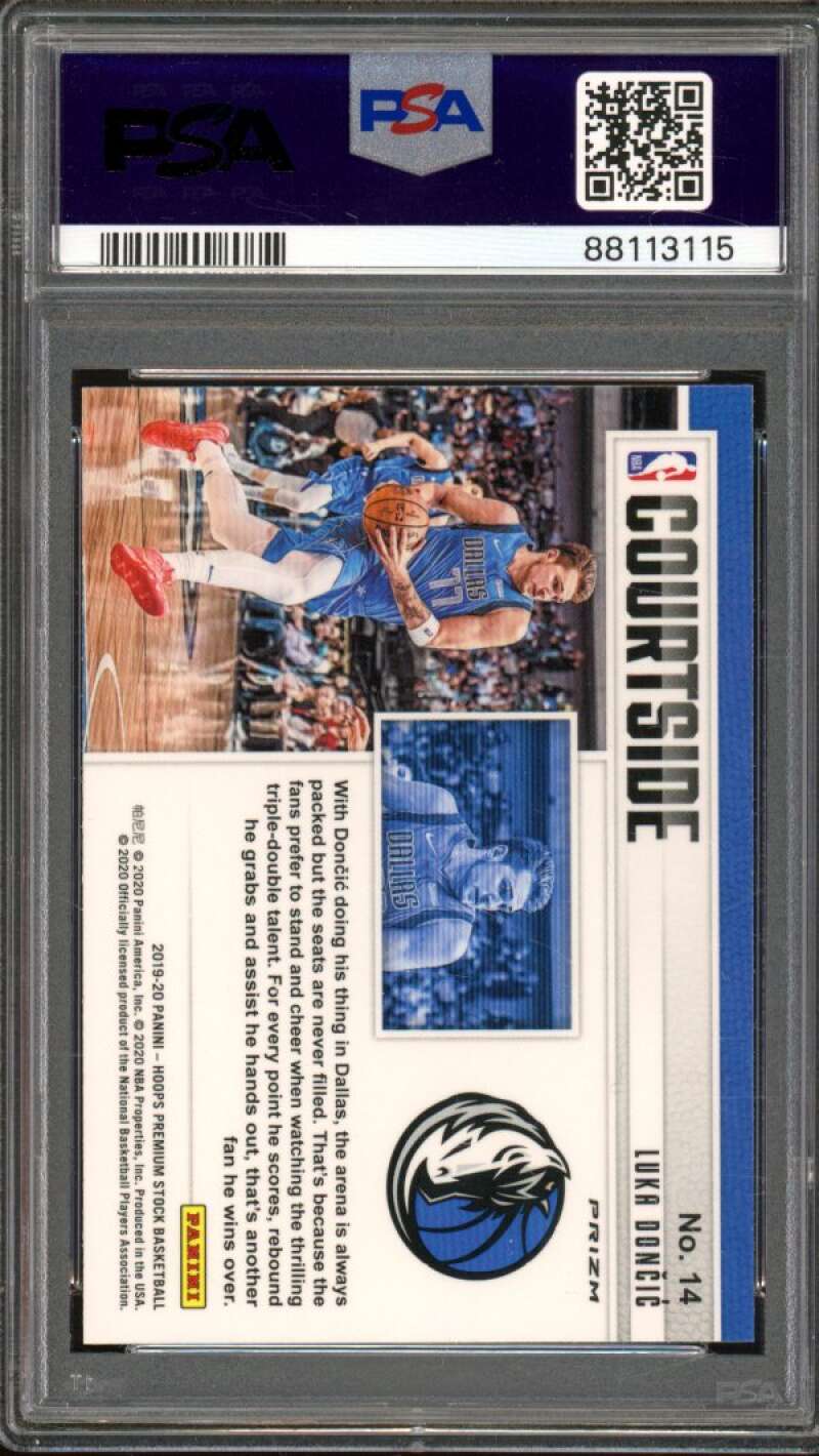 Luka Doncic Card 2019-20 Hoops Premium Stock Courtside Blue #14 PSA 9 Image 2