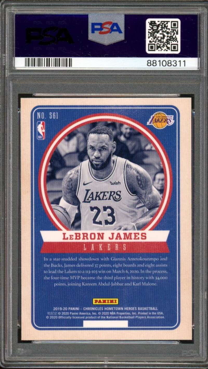 LeBron James Card 2019-20 Panini Chronicles #561 PSA 10 Image 2