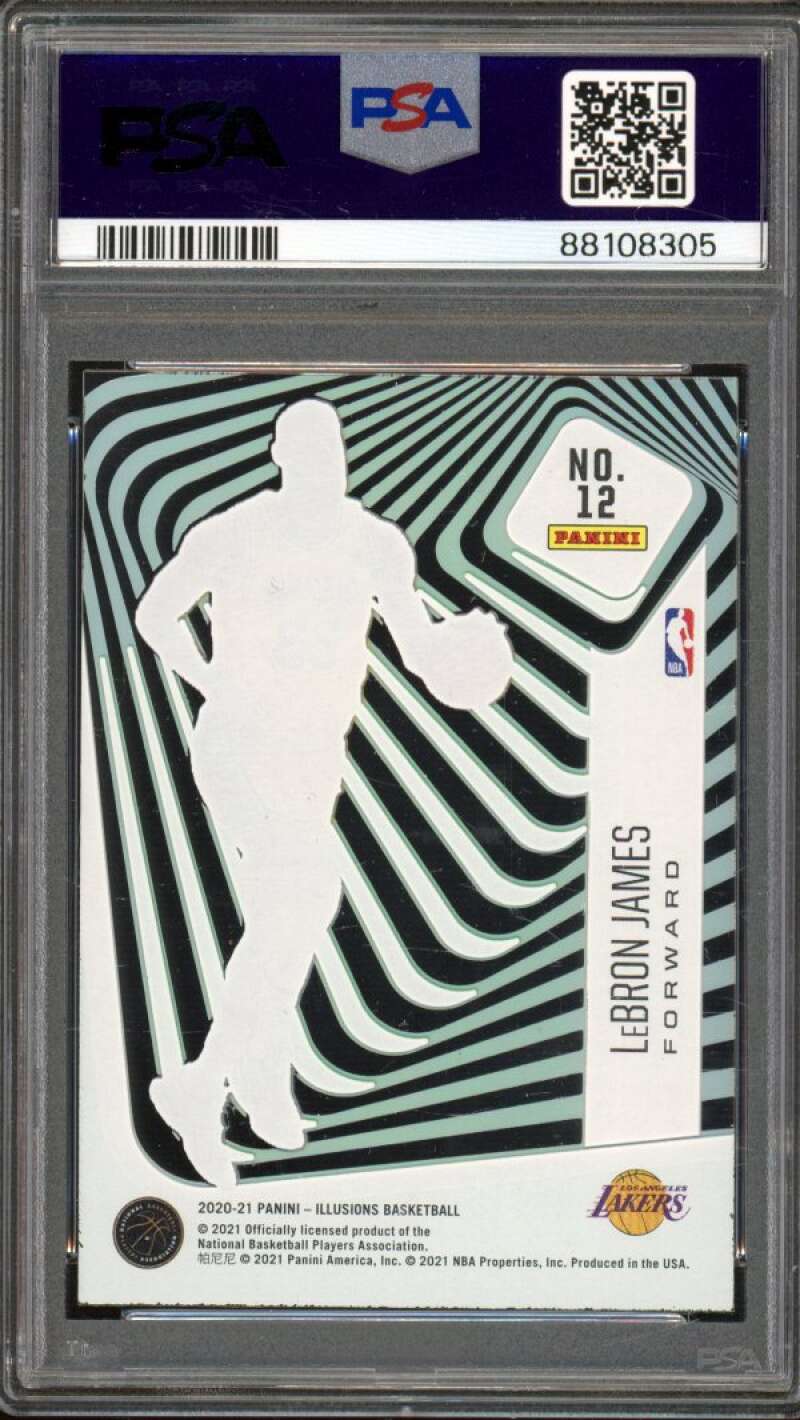 LeBron James Card 2020-21 Illusions Amazing Emerald #12 PSA 9 Image 2