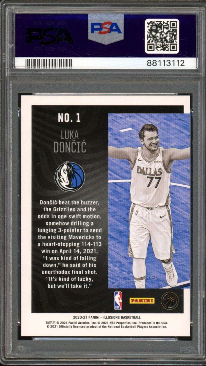 Luka Doncic Card 2020-21 Illusions Season Highlights #1 PSA 9 Image 2