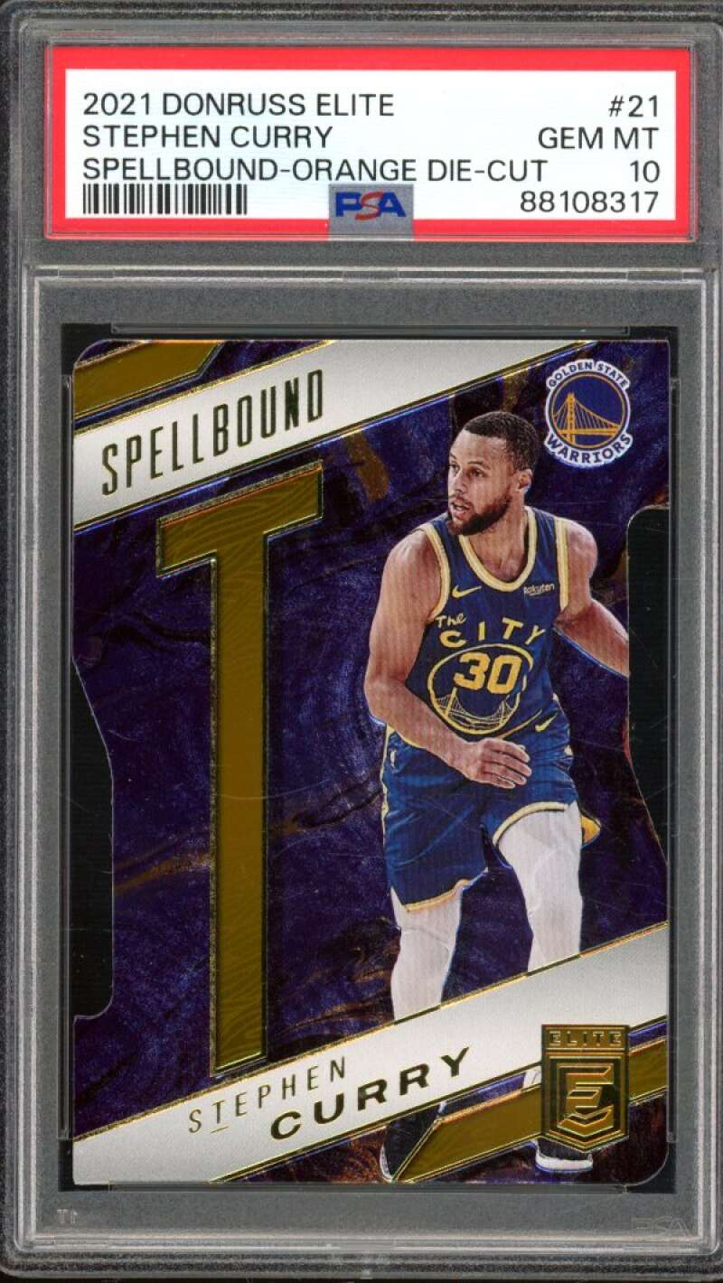 Stephen Curry 2021-22 Donruss Elite Spellbound Orange Die Cut (pop 4) #21 PSA 10 Image 1