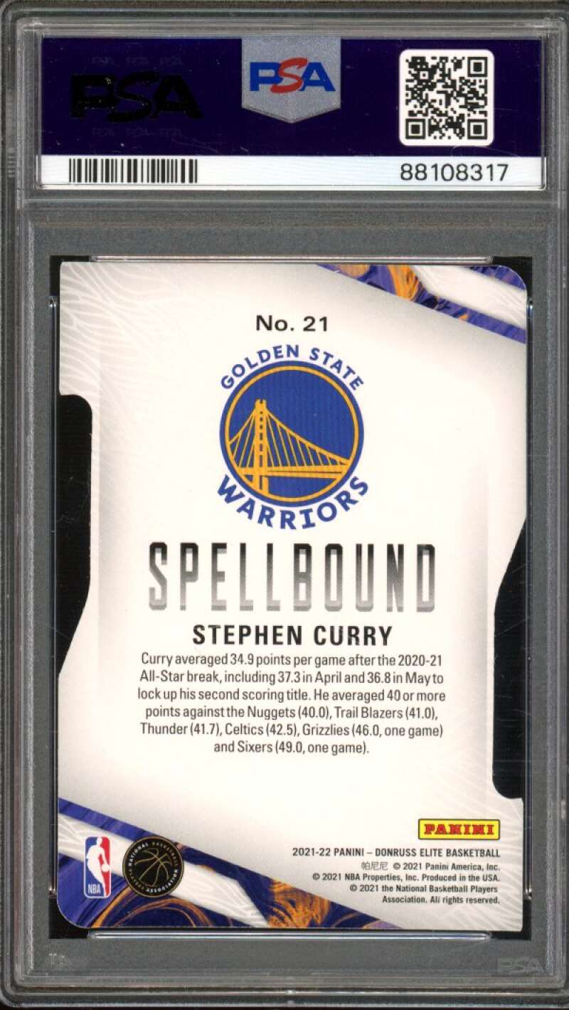 Stephen Curry 2021-22 Donruss Elite Spellbound Orange Die Cut (pop 4) #21 PSA 10 Image 2