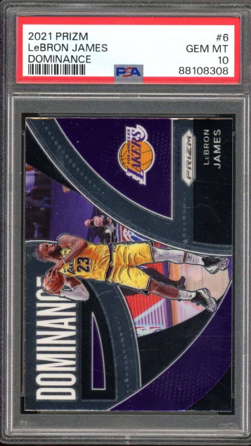 LeBron James Card 2021-22 Prizm Dominance #6 PSA 10 Image 1