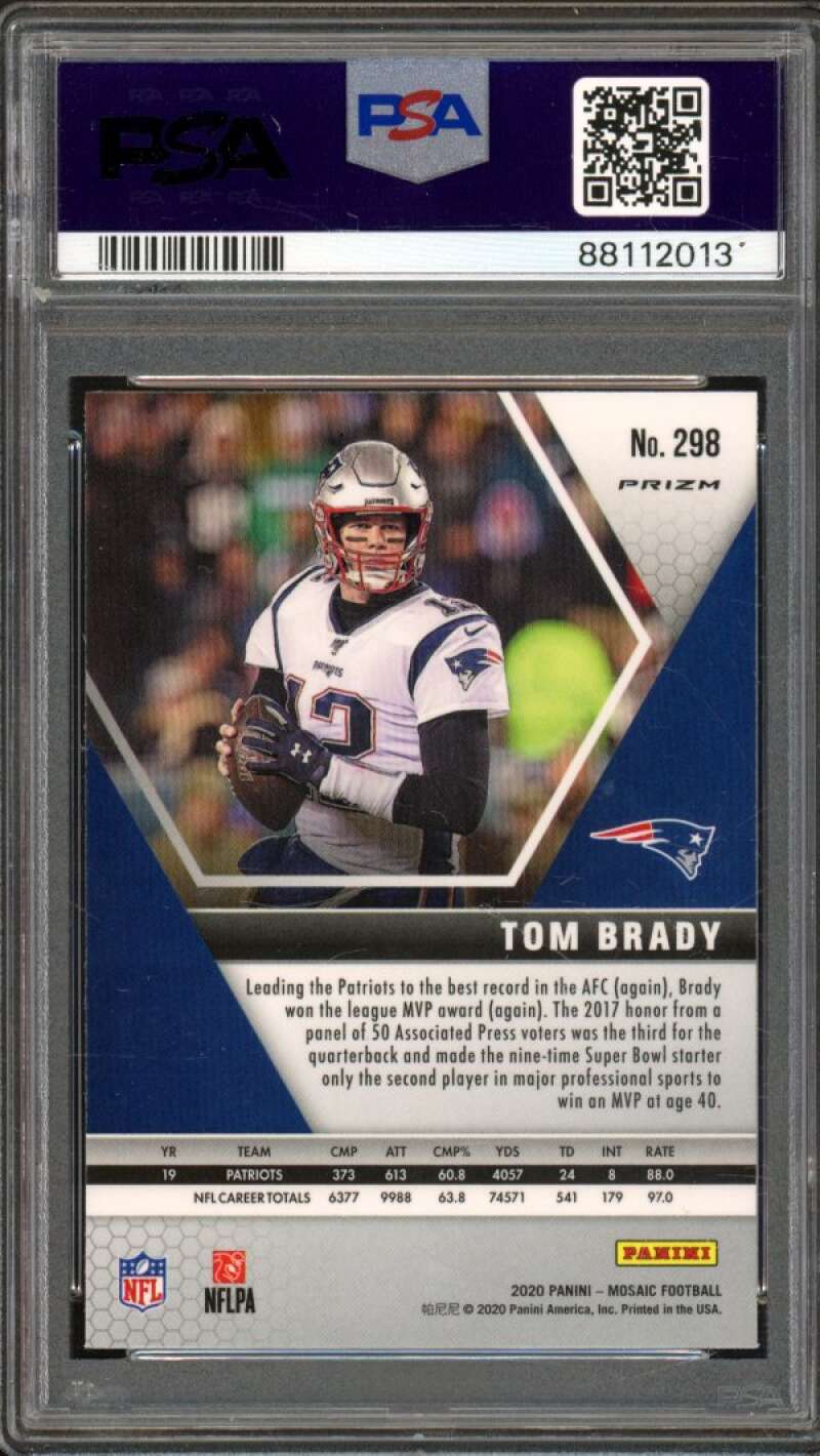 Tom Brady Card 2020 Panini Mosaic Silver Prizm #298 PSA 10 Image 2