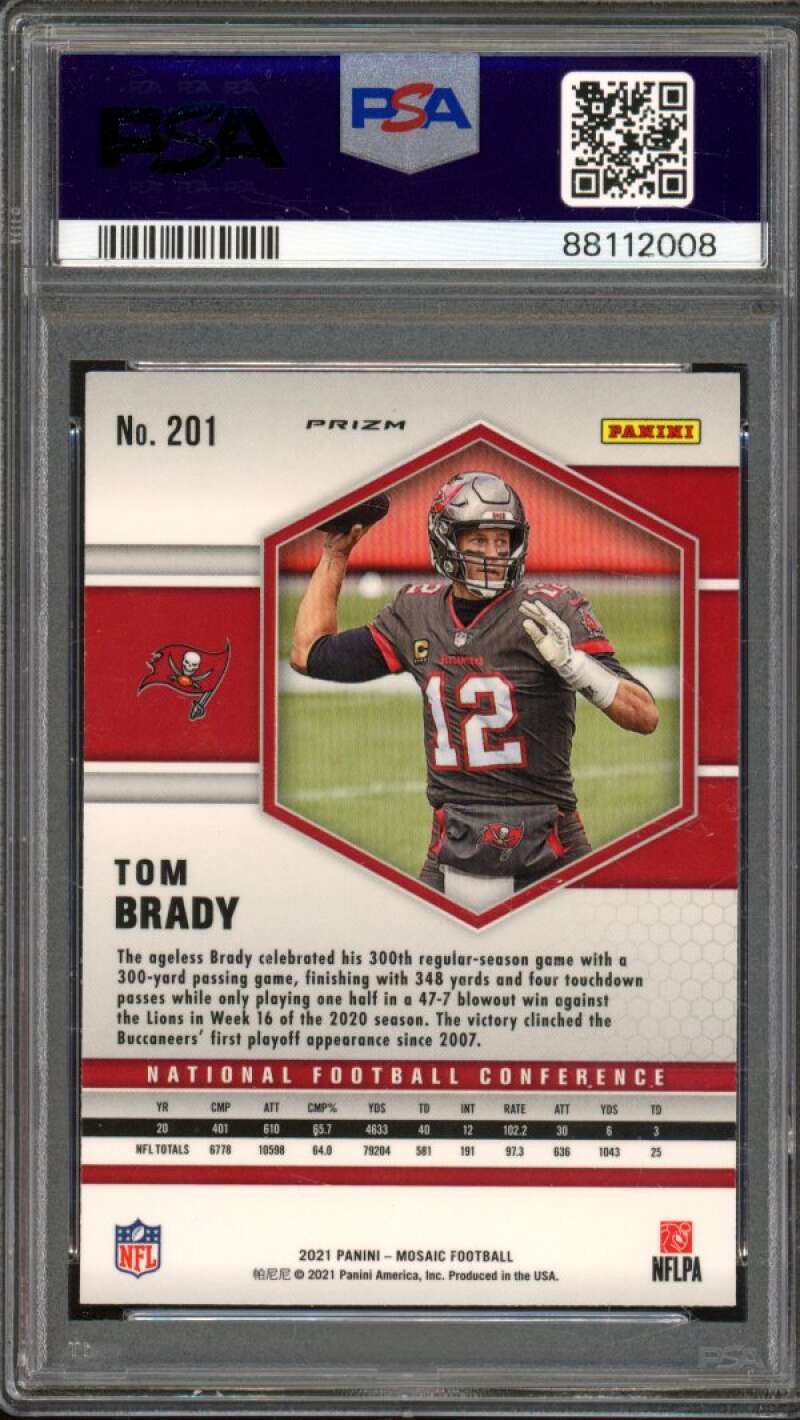 Tom Brady Card 2021 Mosaic Mosaic #201 PSA 9 Image 2