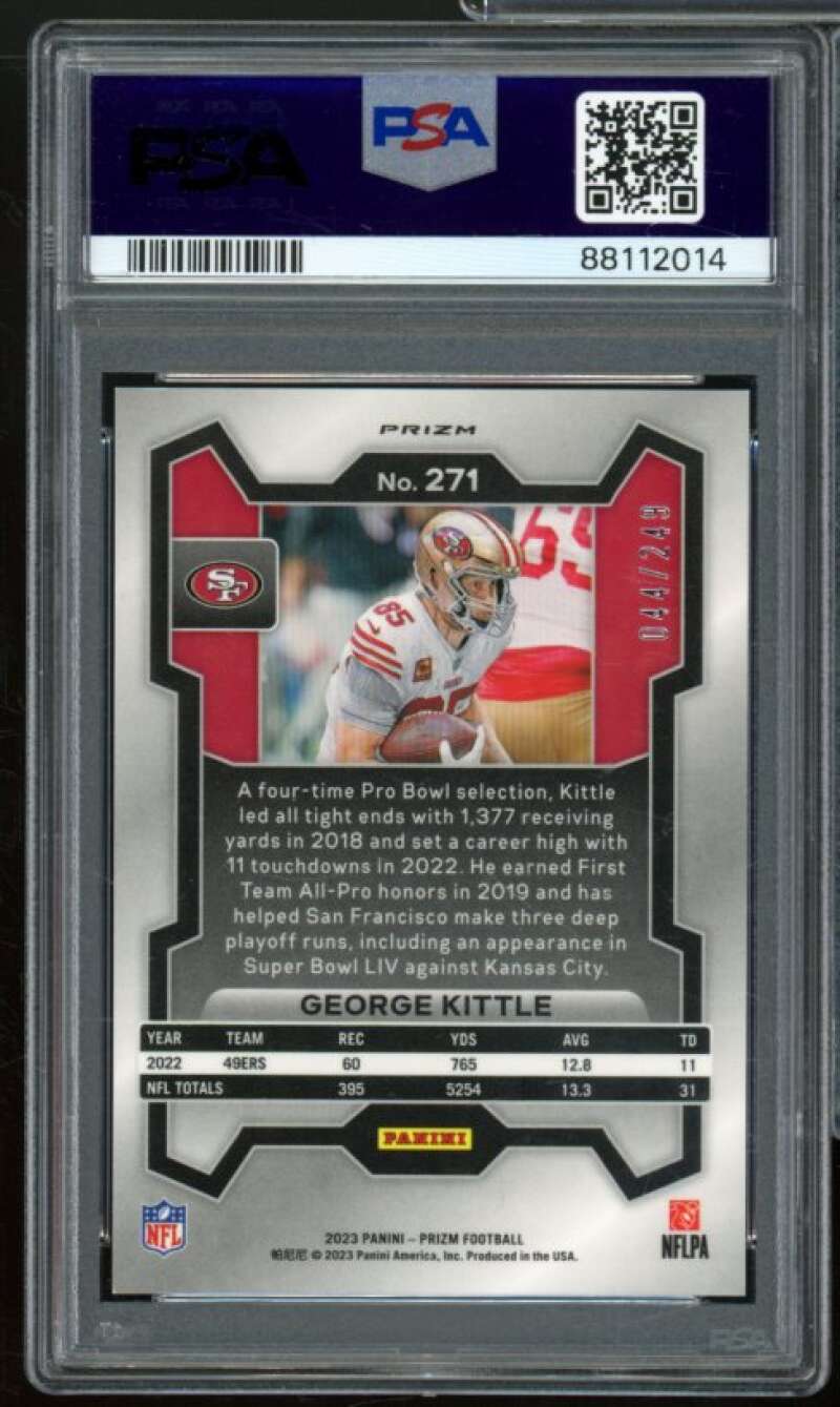 George Kittle Card 2023 Prizm Orange (pop 1) #271 PSA 9 Image 2