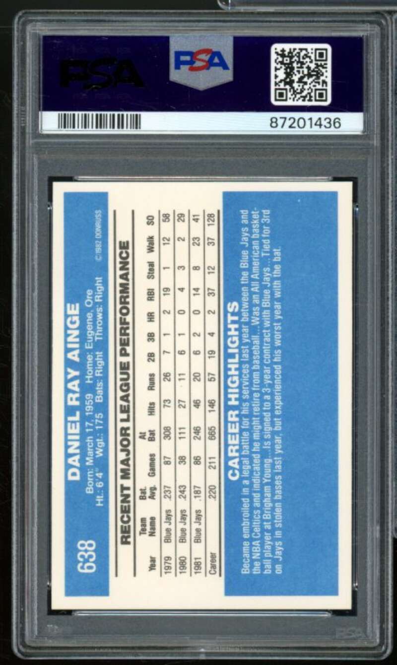 Danny Ainge Rookie Card 1982 Donruss #638 PSA 9 Image 2