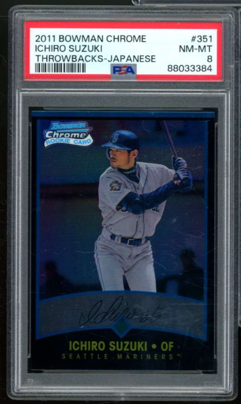 Ichiro Suzuki Card 2011 Bowman Chrome Throwbacks Japanese #351 PSA 8 Image 1