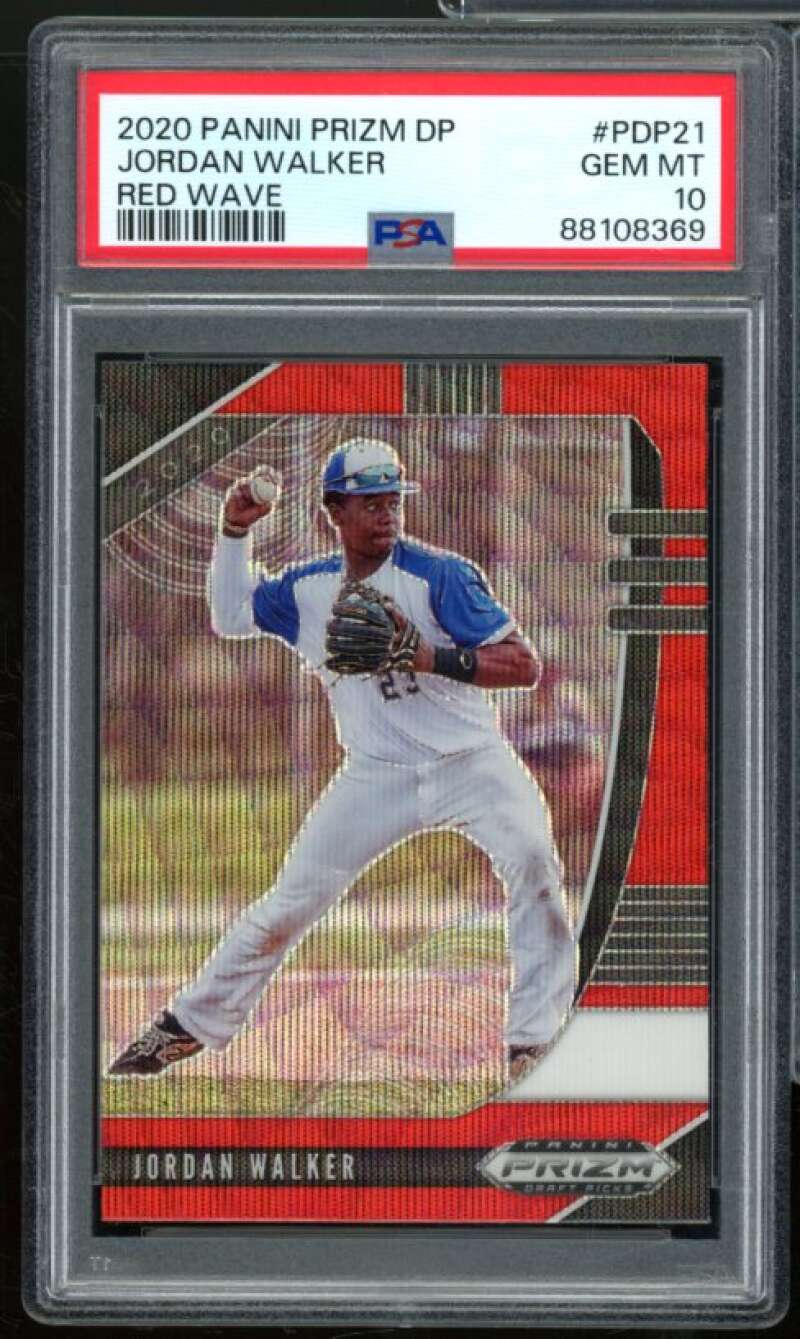 Jordan Walker Rookie Card 2020 Panini Prizm DP Red Wave (pop 1) #PDP21 PSA 10 Image 1