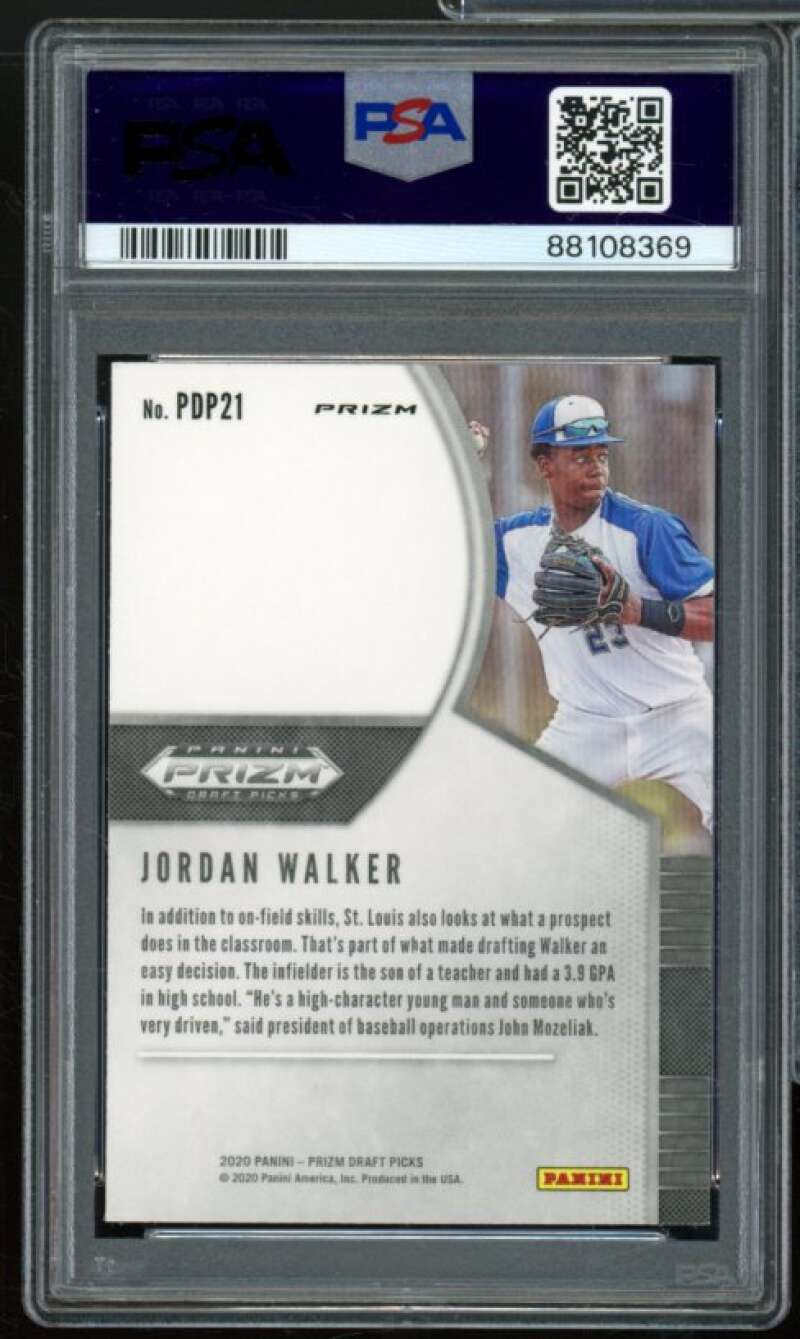 Jordan Walker Rookie Card 2020 Panini Prizm DP Red Wave (pop 1) #PDP21 PSA 10 Image 2