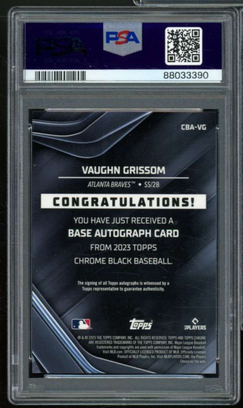 Vaughn Grissom Rookie Card 2023 Topps Chrome Black Autographs (pop 6) #VG PSA 10 Image 2