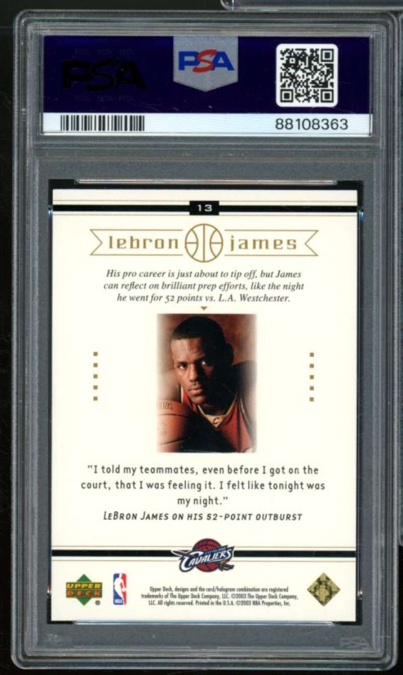 LeBron James Rookie Card 2003-04 Upper Deck Box Set #13 PSA 10 Image 2