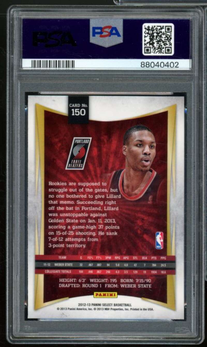 Damian Lillard Rookie Card 2012-13 Panini Select #150 PSA 8 Image 2