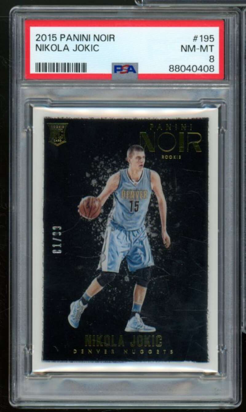 Nikola Jokic Rookie Card 2015-16 Panini Noir (pop 10) #195 PSA 8 Image 1