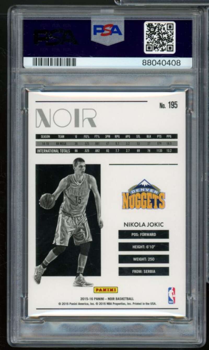 Nikola Jokic Rookie Card 2015-16 Panini Noir (pop 10) #195 PSA 8 Image 2