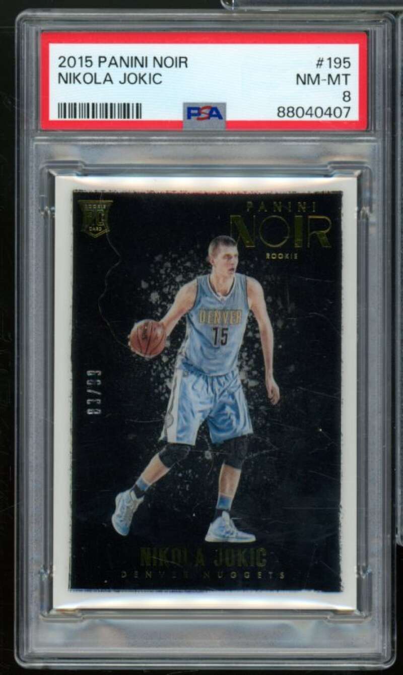 Nikola Jokic Rookie Card 2015-16 Panini Noir (pop 10) #195 PSA 8 Image 1