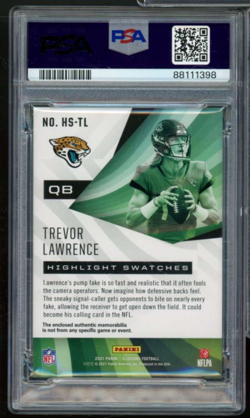 Trevor Lawrence Rookie Card 2021 Illusions Highlight Swatches #HSTL PSA 9 Image 2