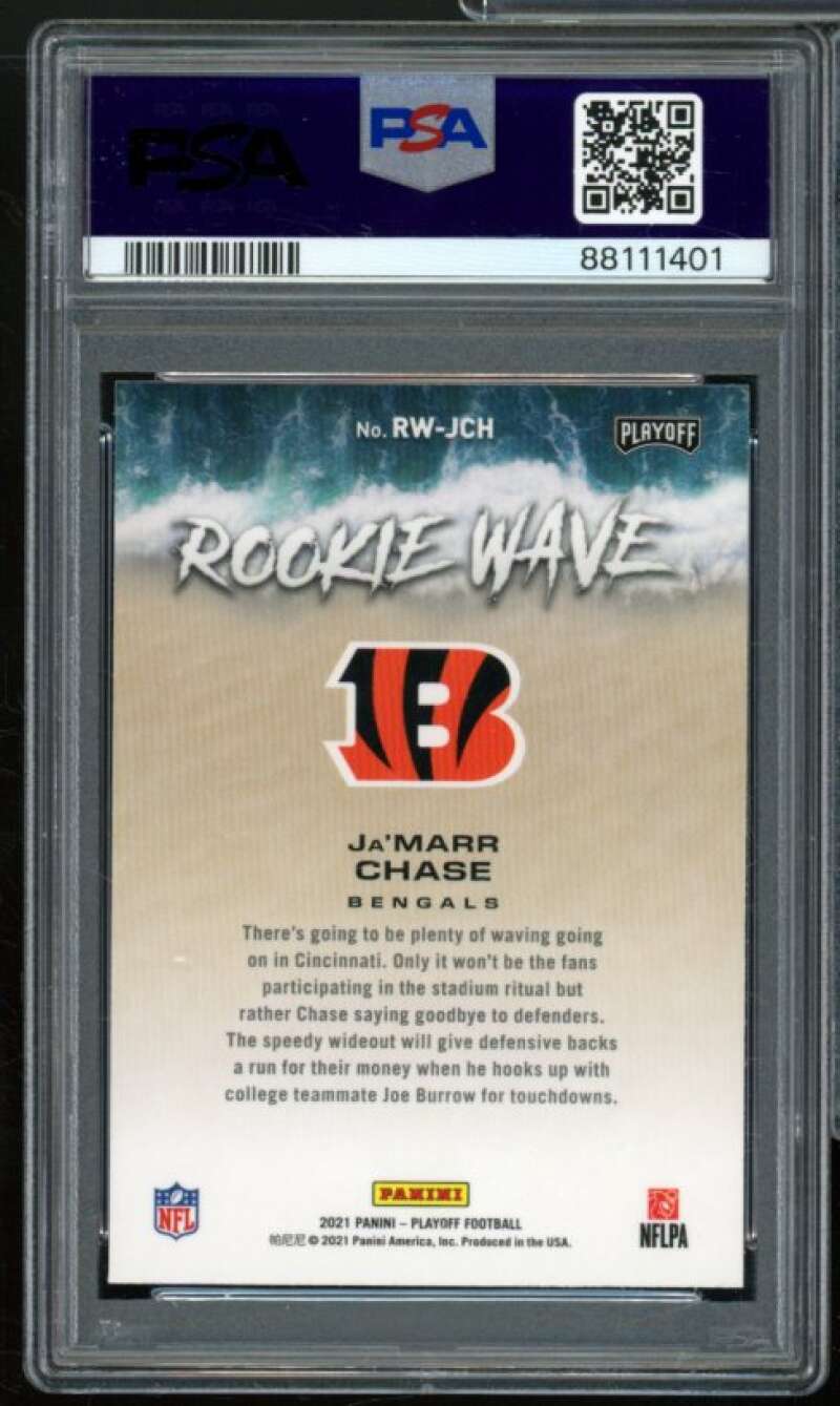 Ja'Marr Chase Rookie Card 2021 Playoff Rookie Wave #RWJCH PSA 10 Image 2