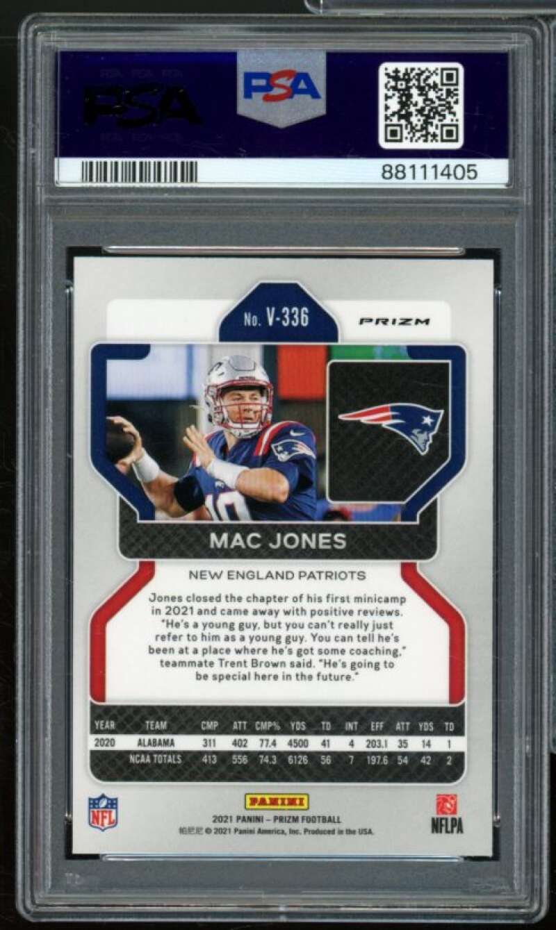 Mac Jones Rookie Card 2021 Prizm Variation Silver Prizm #V336 PSA 10 Image 2