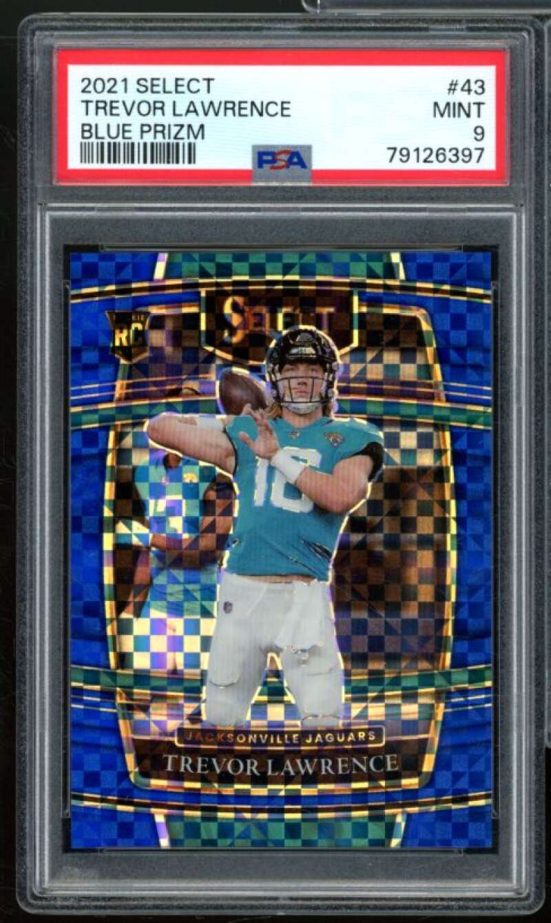 Trevor Lawrence Rookie Card 2021 Select Blue Prizm #43 PSA 9 Image 1