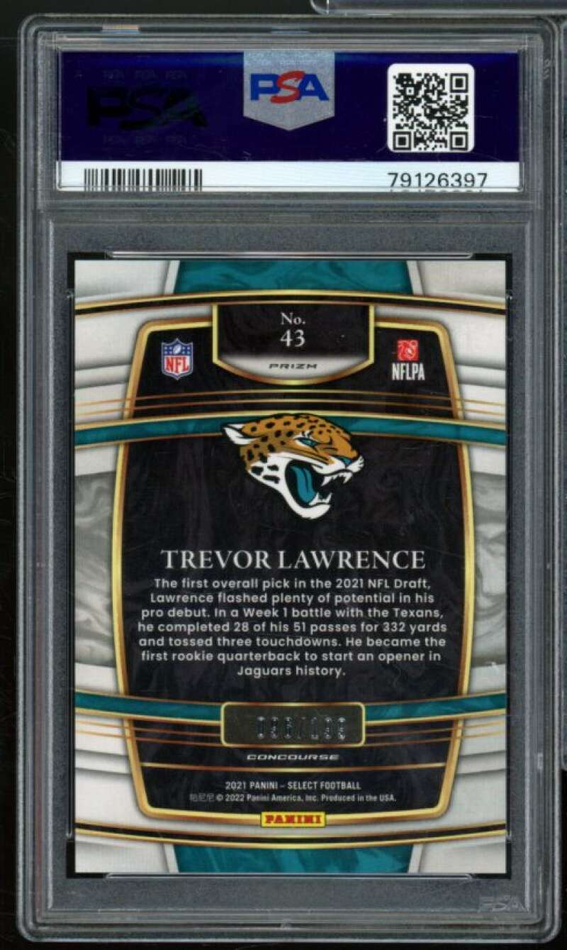 Trevor Lawrence Rookie Card 2021 Select Blue Prizm #43 PSA 9 Image 2