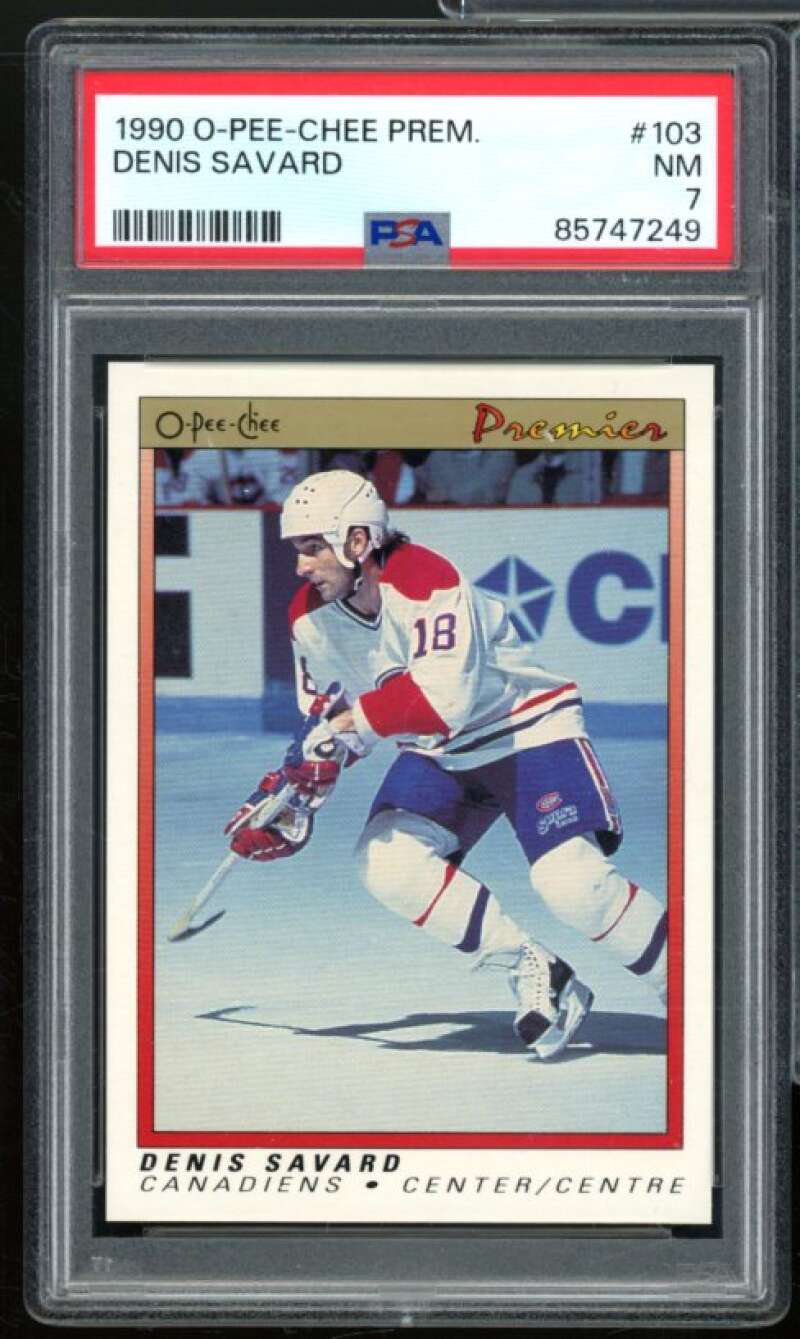 Denis Savard Rookie Card 1990-91 O-Pee-Chee Premier #103 PSA 7 Image 1