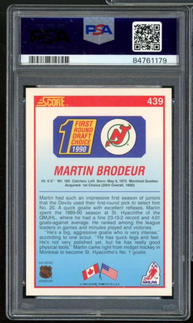 Martin Brodeur Rookie Card 1990-91 Score #439 PSA 6 Image 2