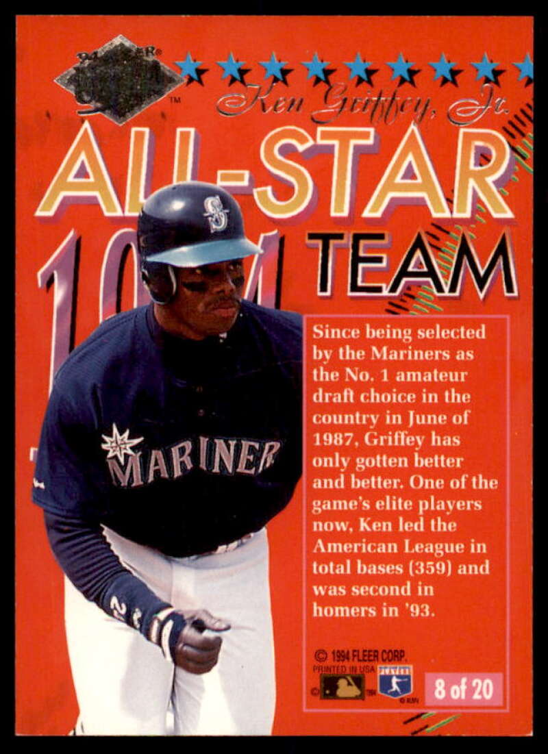 Ken Griffey Jr. Card 1994 Ultra All-Stars #8  Image 2