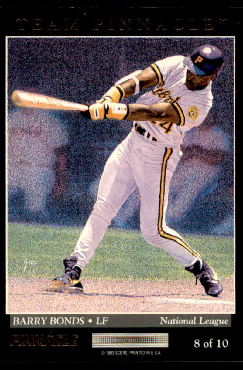 Juan Gonzalez/Barry Bonds Card 1993 Pinnacle Team Pinnacle #8  Image 2