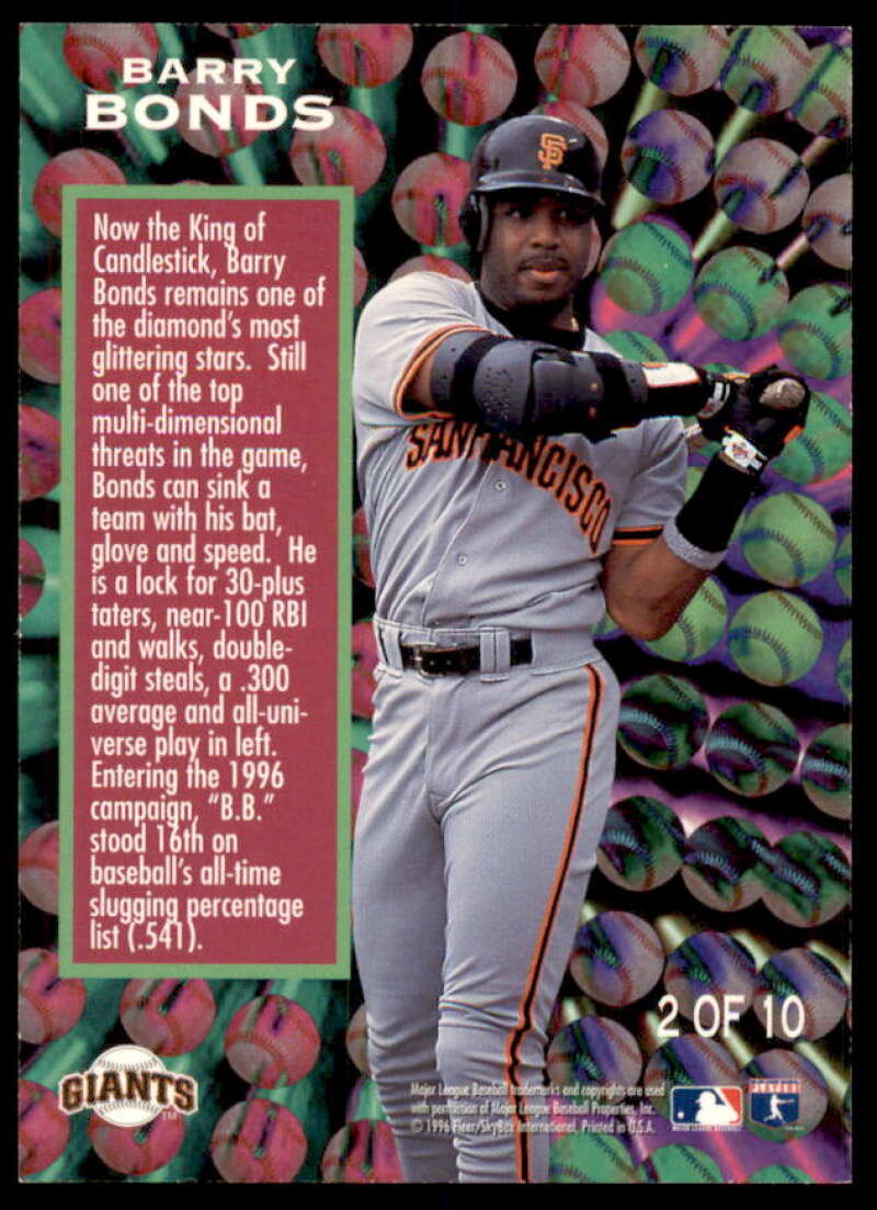 Barry Bonds Card 1996 Fleer Update Soaring Stars #2  Image 2