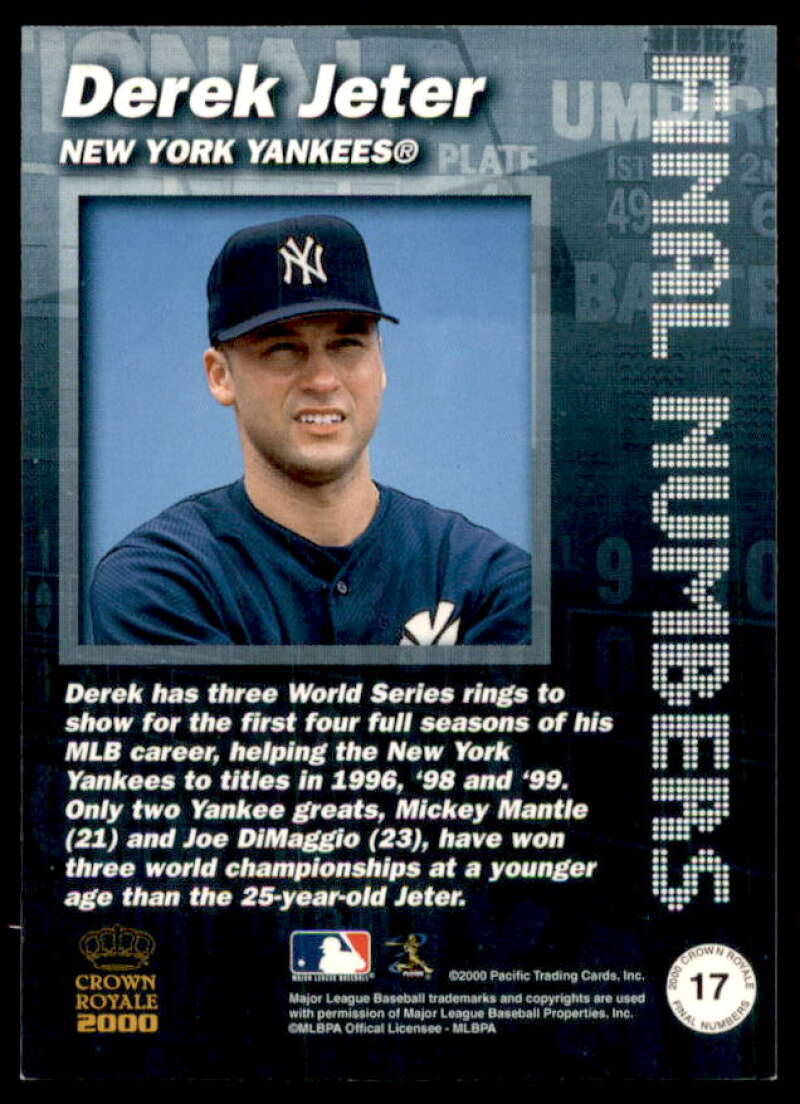 Derek Jeter Card 2000 Crown Royale Final Numbers #17  Image 2