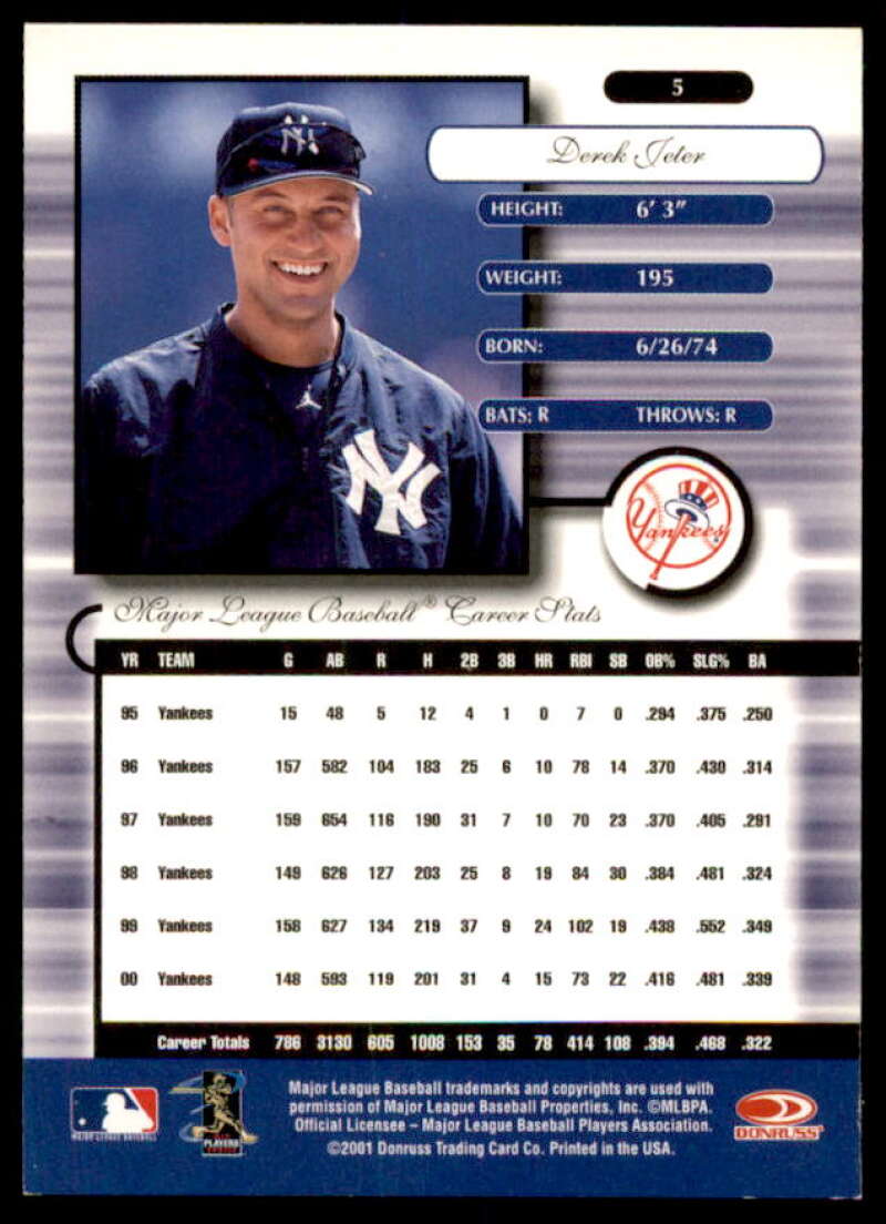 Derek Jeter Card 2001 Donruss Elite #5  Image 2