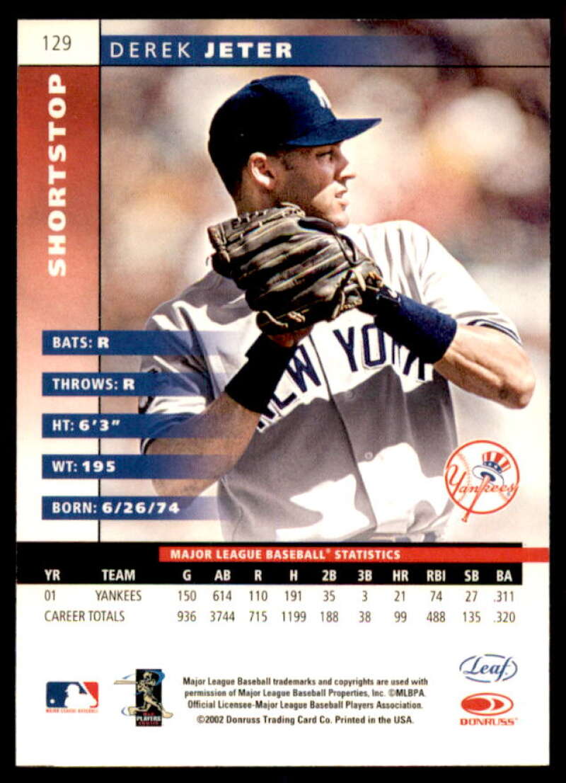 Derek Jeter Card 2002 Leaf #129  Image 2