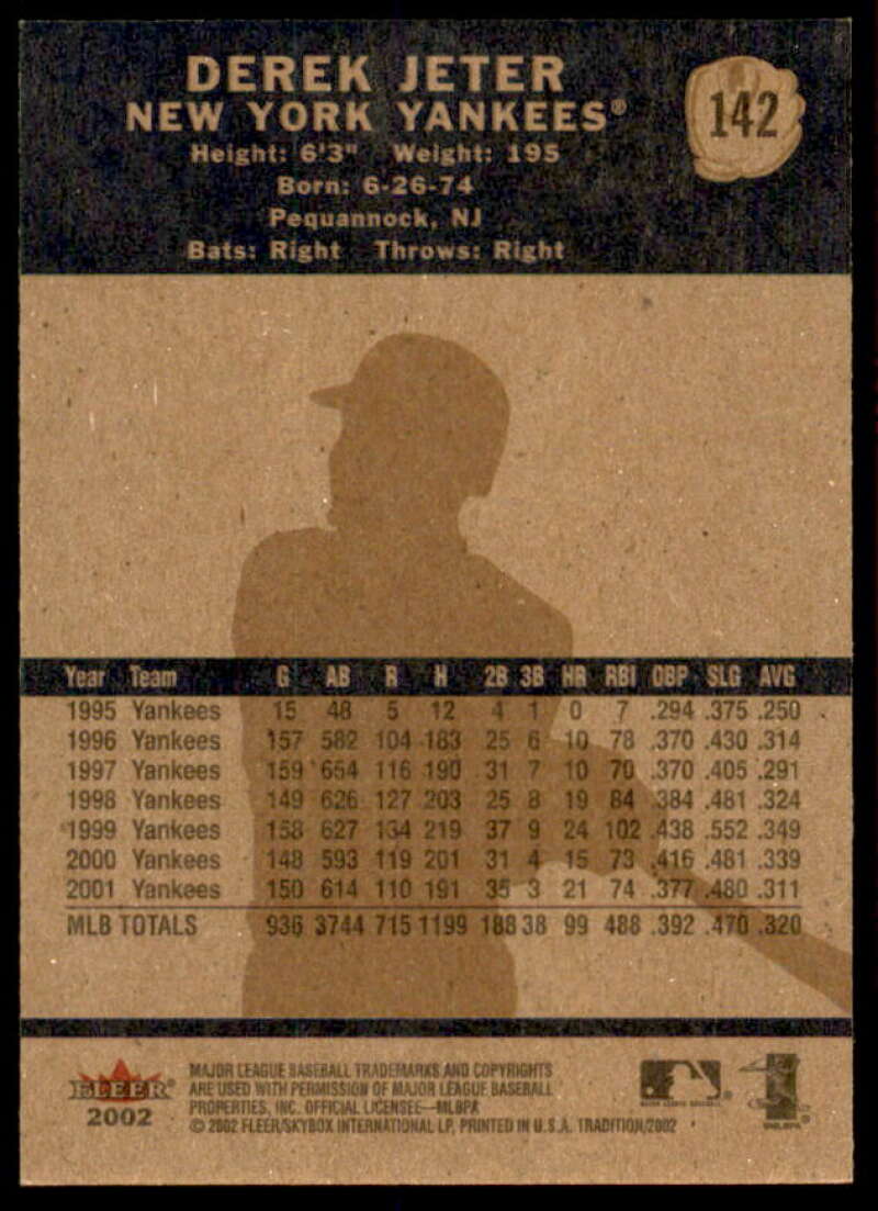Derek Jeter Card 2002 Fleer Tradition #142  Image 2