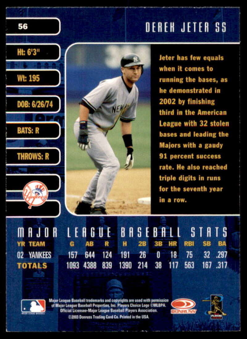 Derek Jeter Card 2003 Studio #56  Image 2