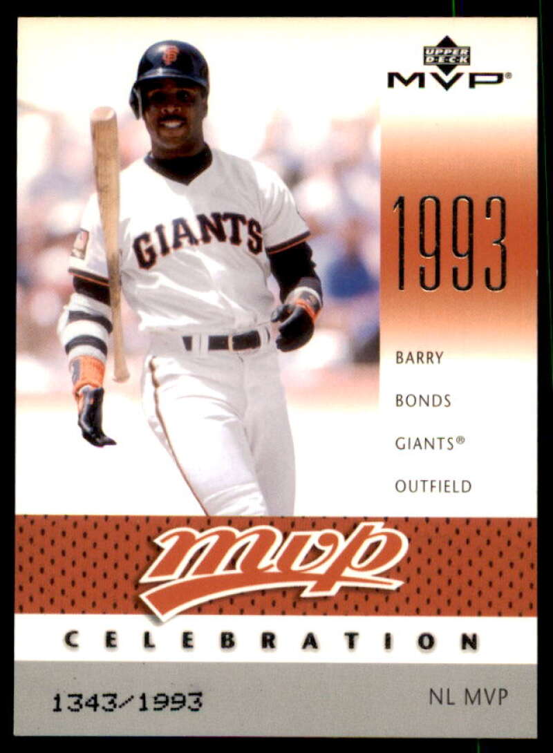 Barry Bonds MVP Card 2003 Upper Deck MVP Celebration #18  Image 1