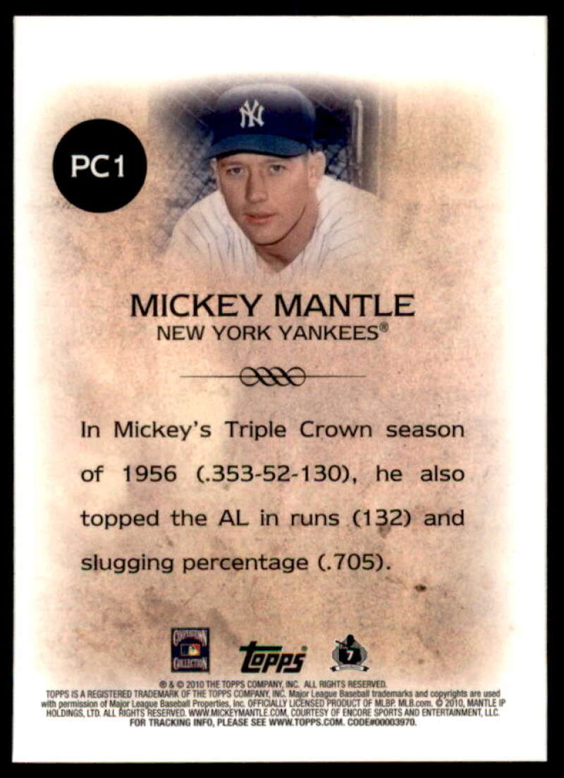 Mickey Mantle Card 2010 Topps Legends Platinum Chrome Wal-Mart Cereal #PC1  Image 2