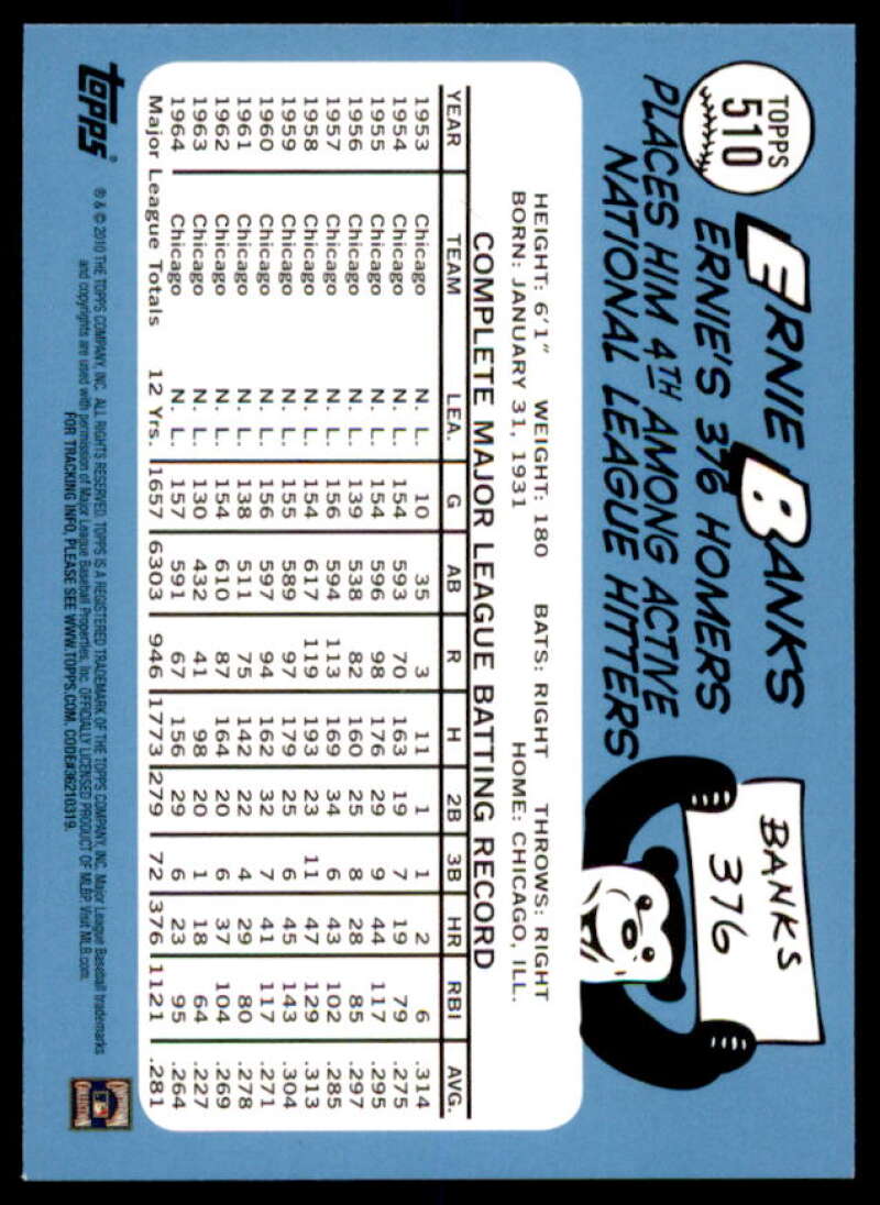 Ernie Banks 65 Card 2010 Topps Cards Your Mom Threw Out Original Back #510  Image 2
