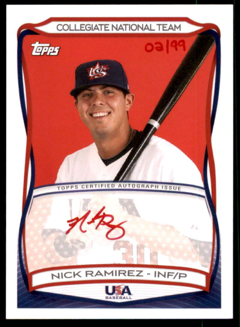 Nick Ramirez Rookie Card 2010 USA Baseball Autographs Red #A36  Image 1
