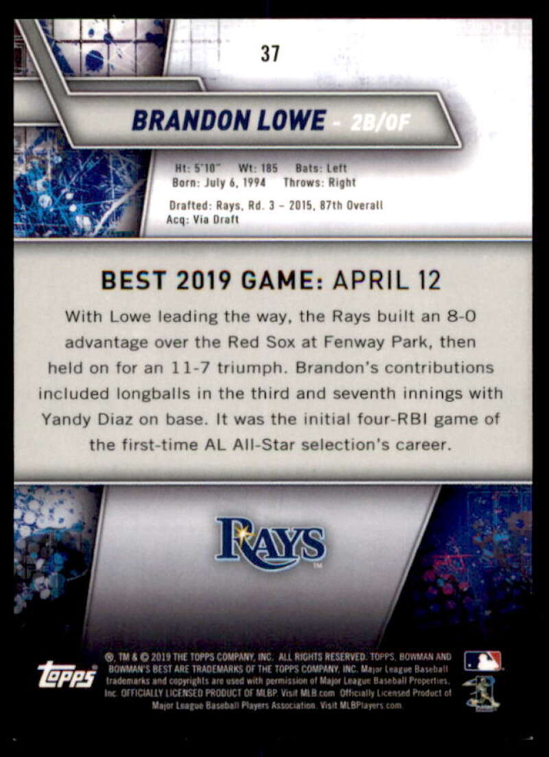 Brandon Lowe Rookie Card 2019 Bowman's Best Purple Refractors #37  Image 2