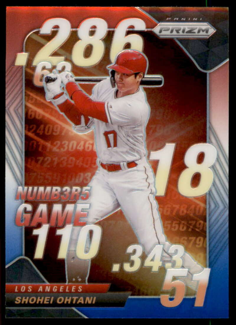 Shohei Ohtani Card 2020 Panini Prizm Numbers Game Prizms Red White and Blue #8  Image 1